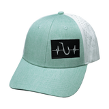 Fishing Hat, Low Profile, Ponytail, Snapback Hat, Teal, White, Mens Hat, Womens Hat, Front Picture