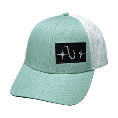 Fishing Hat, Low Profile, Ponytail, Snapback Hat, Teal, White, Mens Hat, Womens Hat, Front Picture