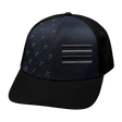Flag Hat, Baseball Hat, Snapback Hat, Black, Ocean Blue,  Mens Hat, Womens Hat, Front Picture