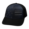 Flag Hat - Baseball Hat Fit - Black / Ocean Blue - Laser Mesh