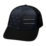 Flag Hat, Baseball Hat, Snapback Hat, Black, Ocean Blue,  Mens Hat, Womens Hat, Front Picture