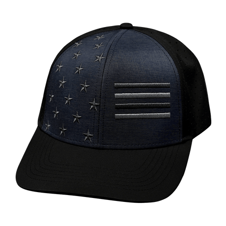Flag Hat, Baseball Hat, Snapback Hat, Black, Ocean Blue,  Mens Hat, Womens Hat, Front Picture