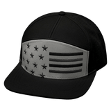 Flag Hat, Flat Bill, Snapback Hat, Black, Gray, Mens Hat, Womens Hat, Front Picture