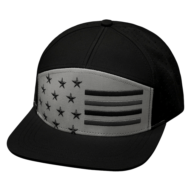 Flag Hat, Flat Bill, Snapback Hat, Black, Gray, Mens Hat, Womens Hat, Front Picture