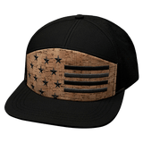 Flag Hat, Flat Bill, Snapback Hat, Cork, Black, Mens Hat, Womens Hat, Front Picture