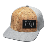 Florida Hat, Baseball Hat, Snapback Hat, Cork, Heather Gray, Gray, Mens Hat, Womens Hat, Front Picture