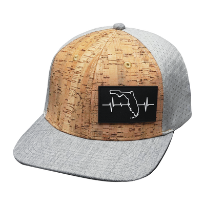 Florida Hat, Baseball Hat, Snapback Hat, Cork, Heather Gray, Gray, Mens Hat, Womens Hat, Front Picture