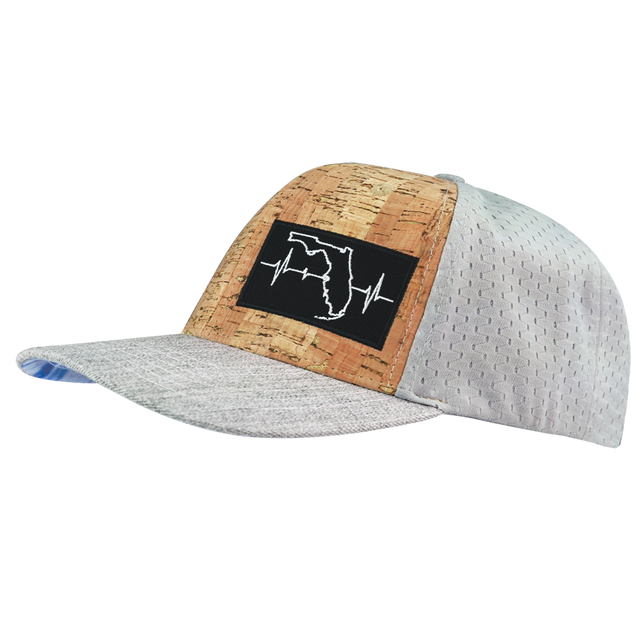 Florida Hat, Baseball Hat, Snapback Hat, Cork, Heather Gray, Gray, Mens Hat, Womens Hat, Side Picture