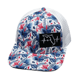 Florida Hat, Baseball Hat, Snapback Hat, Floral, White, Mens Hat, Womens Hat, Front Picture