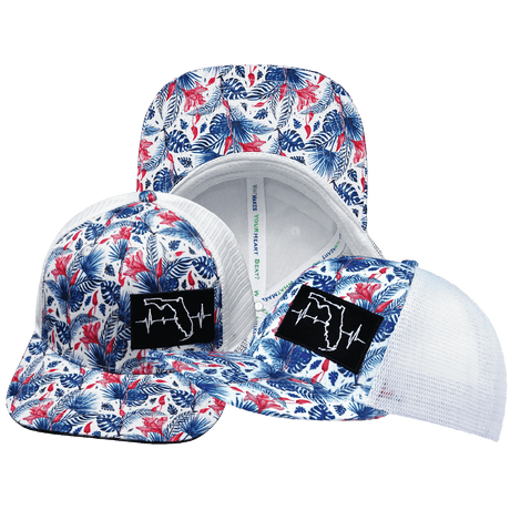 Florida Hat, Baseball Hat, Snapback Hat, Floral, White, Mens Hat, Womens Hat, Main  Picture