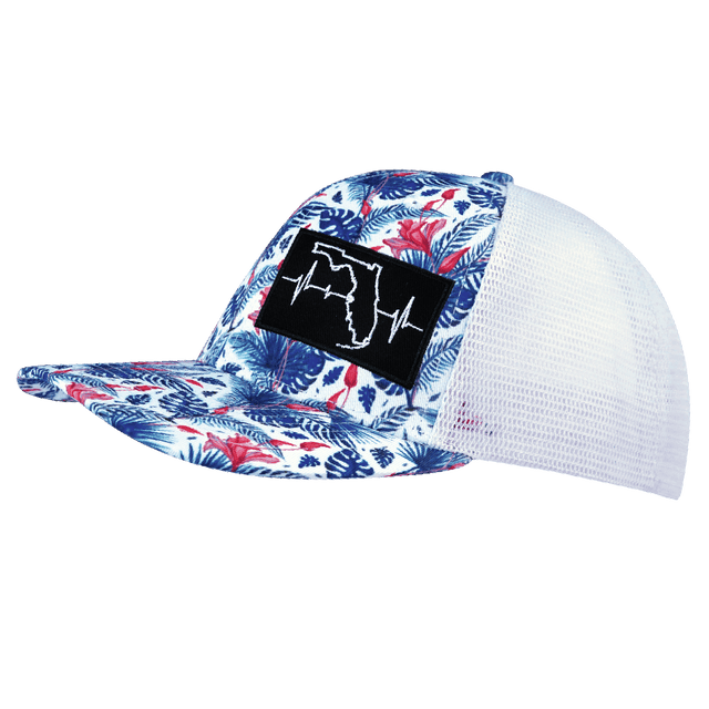 Florida Hat, Baseball Hat, Snapback Hat, Floral, White, Mens Hat, Womens Hat, Side Picture