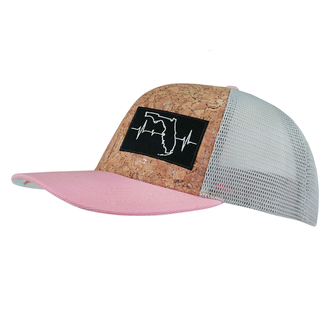 Florida Hat, Baseball Hat, Snapback Hat, Cork, Pink, Gray, Mens Hat, Womens Hat, Side Picture