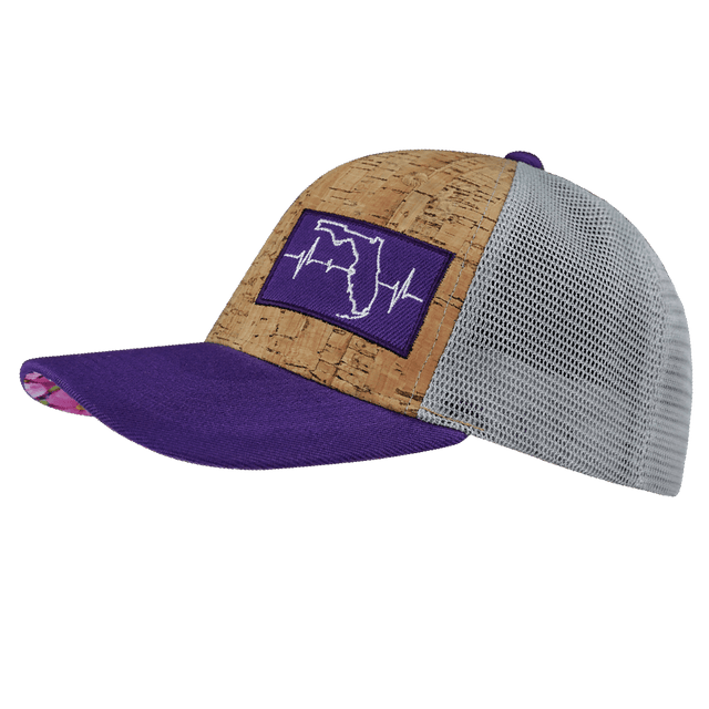 Florida Hat, Baseball Hat, Snapback Hat, Cork, Purple, Gray, Mens Hat, Womens Hat, Side Picture
