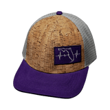 Florida Hat, Baseball Hat, Snapback Hat, Cork, Purple, Gray, Mens Hat, Womens Hat, Front Picture