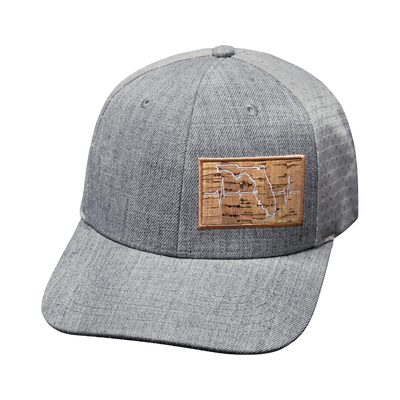 Florida Hat, Baseball Hat, Snapback Hat, Heather Gray, Gray, Mens Hat, Womens Hat, Front Picture