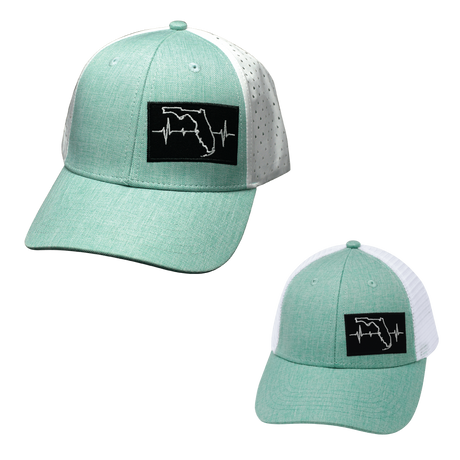 Florida Hat Bundle, Low Profile, Snapback Hat, Teal, White, Mens Hat, Womens Hat, Front Picture 