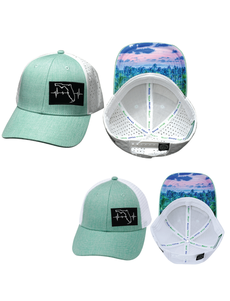 Florida Hat Bundle, Low Profile, Snapback Hat, Teal, White, Mens Hat, Womens Hat, Main Picture 