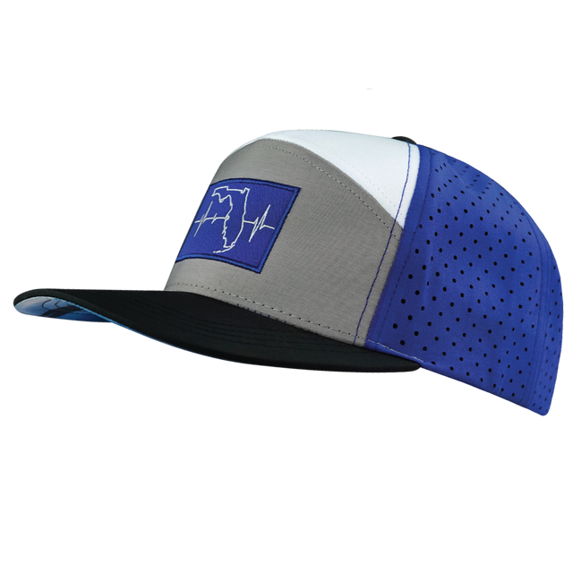 Florida Hat, Flat Bill, Snapback Hat, Black, Gray, White, Blue, Lightning Colors, Mens Hat, Womens Hat, Side Picture 