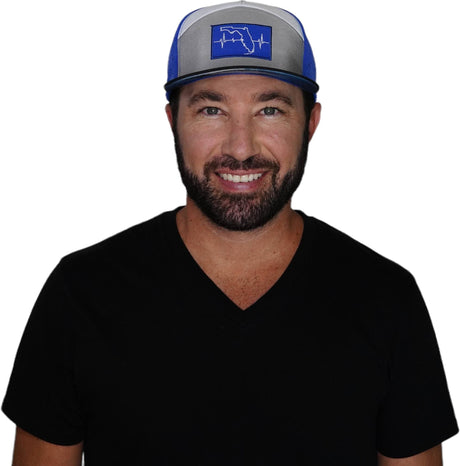 Florida Hat, Flat Bill, Snapback Hat, Black, Gray, White, Blue, Lightning Colors, Mens Hat, Womens Hat, Man In Hat Picture 
