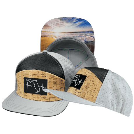 Florida Hat, Flat Bill, Snapback Hat, Cork, Gray, Charcoal, Mens Hat, Womens Hat, Main Picture