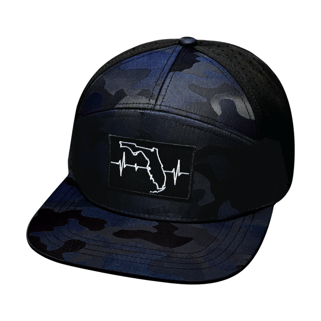 Florida Hat, Flat Bill, Snapback Hat, Navy Camo, Black, Mens Hat, Womens Hat, Front Picture 