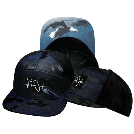 Florida Hat, Flat Bill, Snapback Hat, Navy Camo, Black, Mens Hat, Womens Hat, Main Picture 