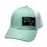 Florida Hat, Low Profile, Ponytail, Snapback Hat, Teal, White, Mens Hat, Womens Hat, Front Picture 