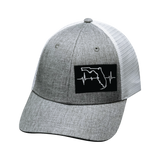 Florida Hat, Low Profile, Snapback Hat, Heather Gray, White, Mens Hat, Womens Hat, Front Picture 