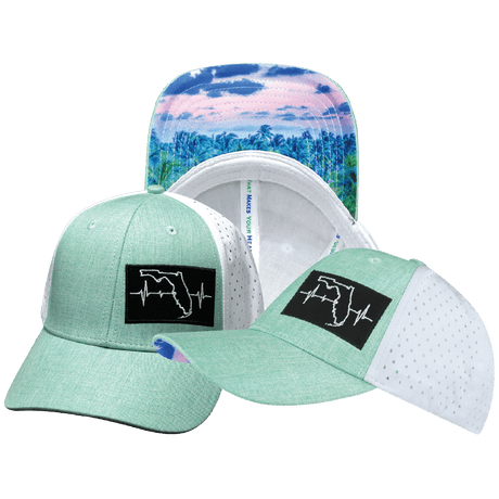 Florida Hat, Low Profile, Ponytail, Snapback Hat, Teal, White, Mens Hat, Womens Hat, Main Picture 