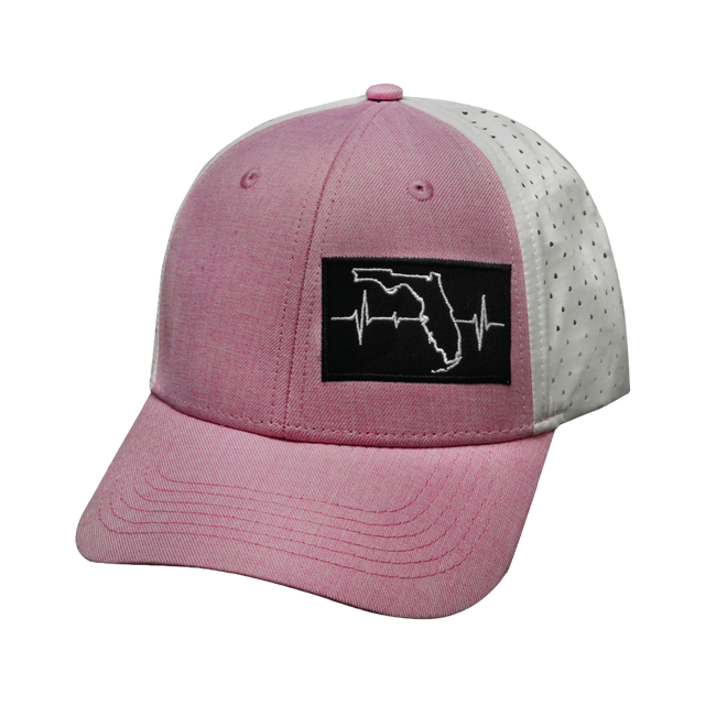 Florida Hat, Low Profile, Ponytail, Snapback Hat, Pink, White, Mens Hat, Womens Hat, Front Picture 