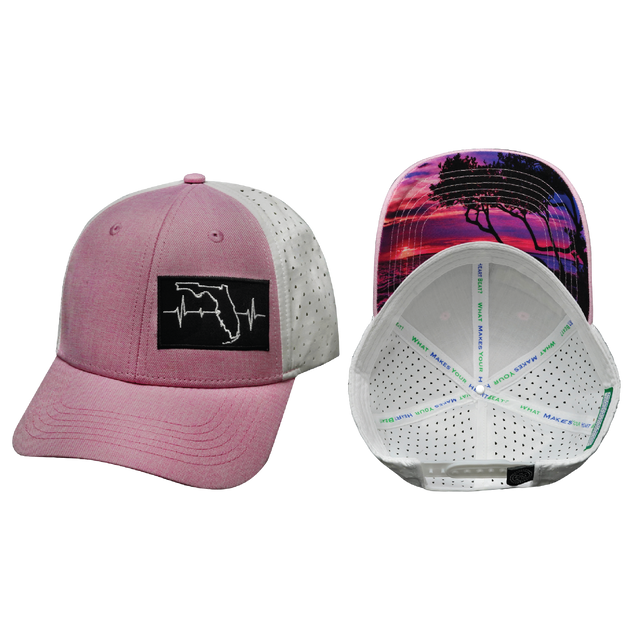 Florida Hat, Low Profile, Ponytail, Snapback Hat, Pink, White, Mens Hat, Womens Hat, Main Picture 