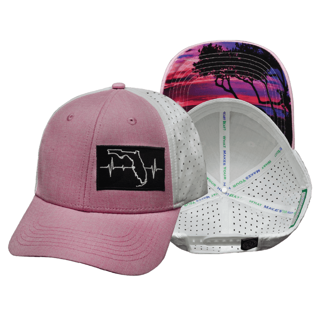 Florida Hat, Low Profile, Ponytail, Snapback Hat, Pink, White, Mens Hat, Womens Hat, Main Picture 