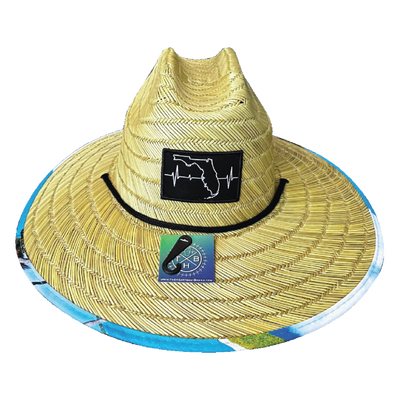 Florida Straw, Sun Hat, Palms, Mens Straw Hat, Womens Straw Hat, Front Picture