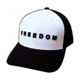 Freedom Hat, Baseball Hat Fit, Snapback Hat, Black, White, Mens Hat, Womens Hat, Front Picture