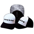 Freedom Hat, Baseball Hat Fit, Snapback Hat, Black, White, Mens Hat, Womens Hat, Main Picture