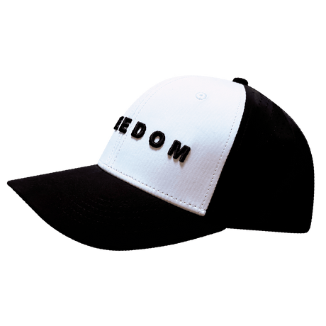 Freedom Hat, Baseball Hat Fit, Snapback Hat, Black, White, Mens Hat, Womens Hat, SIde Picture