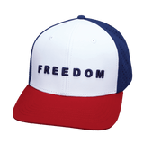 Freedom Hat, Baseball Hat Fit, Snapback Hat, Dark Red, White, Navy, Mens Hat, Womens Hat, Front Picture