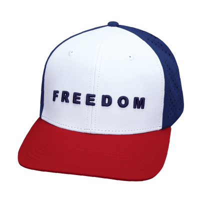 Freedom Hat, Baseball Hat Fit, Snapback Hat, Dark Red, White, Navy, Mens Hat, Womens Hat, Front Picture