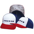 Freedom Hat, Baseball Hat Fit, Snapback Hat, Dark Red, White, Navy, Mens Hat, Womens Hat, Main Picture