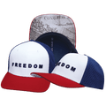 FREEDOM Hat - Baseball Hat Fit - Dark Red / White / Navy - Laser Mesh
