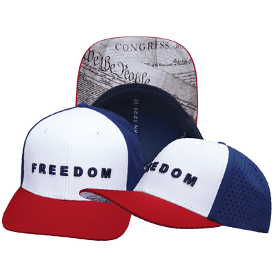 Freedom Hat, Baseball Hat Fit, Snapback Hat, Dark Red, White, Navy, Mens Hat, Womens Hat, Main Picture
