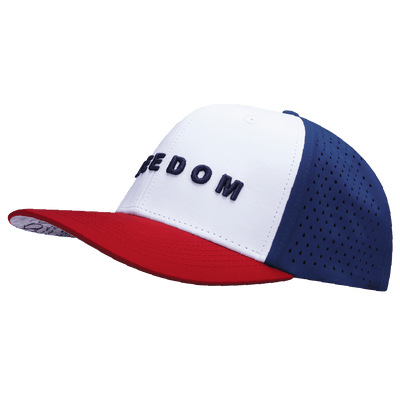 Freedom Hat, Baseball Hat Fit, Snapback Hat, Dark Red, White, Navy, Mens Hat, Womens Hat, Side Picture