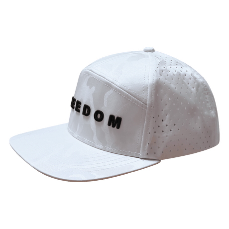 Freedom Hat, Flat Bill, Snapback Hat, White Camo, Mens Hat, Womens Hat, Side Picture
