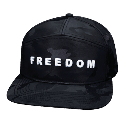 Freedom Hat, Flat Bill, Snapback Hat, Black Camo, Mens Hat, Womens Hat, Front Picture