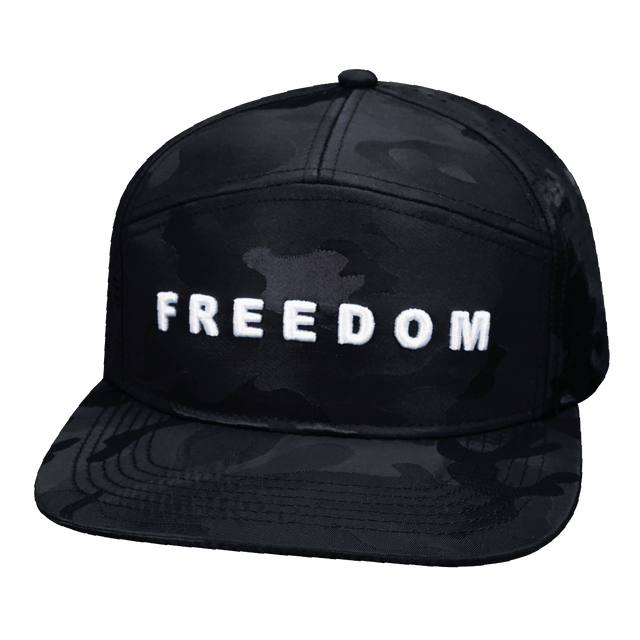 Freedom Hat, Flat Bill, Snapback Hat, Black Camo, Mens Hat, Womens Hat, Front Picture