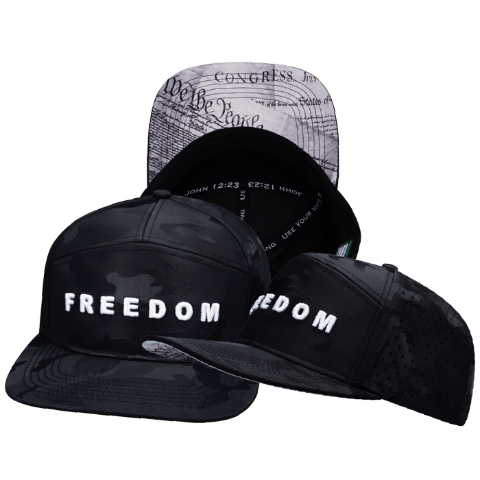 FREEDOM Hat - Flat Bill - Black Camo - Laser Mesh