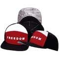 FREEDOM Hat - Flat Bill - Black / Dark Red / White - Laser Mesh