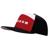 Freedom Hat, Flat Bill, Snapback Hat, Black, Dark Red, White, Mens Hat, Womens Hat, Side Picture