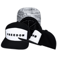 Freedom Hat, Flat Bill, Snapback Hat, Black, White, Mens Hat, Womens Hat, Main Picture