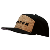 Freedom Hat, Flat Bill, Snapback Hat, Cork, Black, Mens Hat, Womens Hat, Side Picture